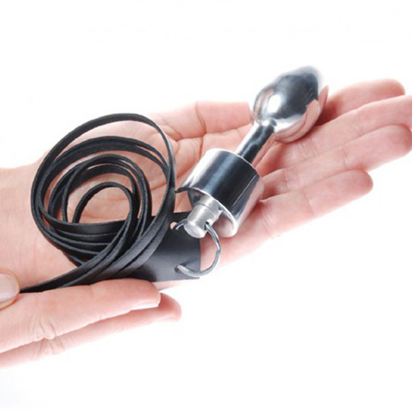 SToys Steel Butt Plug with Leather Whip Tail